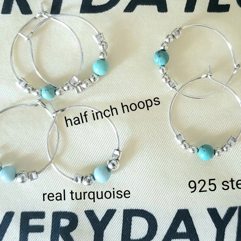 Three Pair Turquoise And Sterling Silver - Picture 9 of 9